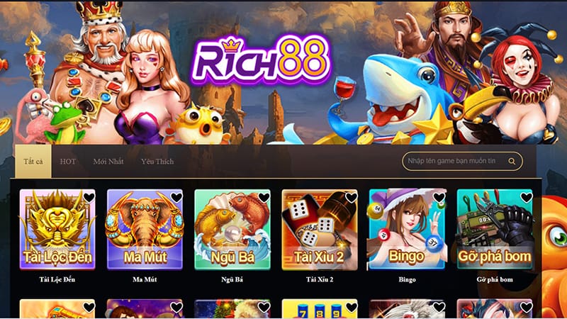 Kho game sảnh nỗ hũ Rich88